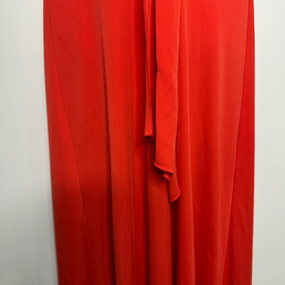 BCBG MaxAzria Fire Orange Red Halter Style Maxi Dress Small - Picture 2 of 16